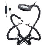 Lampe loupe  lunettes usb led 3x, bricolage, soudage  troisime main, bras flexibles de soudage, support ...