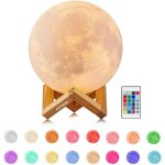 Lampe lune 3d veilleuse led 15cm dimmable 16 couleurs avec tlcommande et interrupteur tactile usb rechargeab ...
