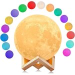 Lampe lune 3d, veilleuse led lampe dcorative 16 couleurs avec tlcommande et interrupteur tactile usb ...