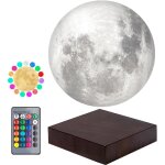 Lampe de lune en lvitation flottant et tournant librement dans l'air avec une base en faux bois de luxe ...