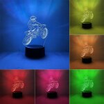 Lampe moto 3d decorative, lampe de chevet chambre intelligente a 7 couleurs pour enfants, veilleuse led ...