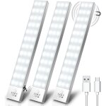 Lampe de placard lot de 3, 5000k 1000mah usb sans fil led lampe de placard détecteur de mouvement rechargeable ... Lampe de placard lot de 3, 5000k 1000mah usb sans fil led lampe de placard détecteur de mouvement rechargeable ...