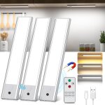 Lampe de placard [3piece], lampe dtecteur de mouvement interieur sans fil avec tlcommande, rglette ...