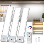 Lampe de placard [3piece], lampe dtecteur de mouvement interieur sans fil avec tlcommande, rglette ...