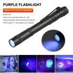Lampe de poche led uv, mini torche a ultraviolets avec fonction de clip, lumi�re noire pour animaux de ...