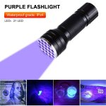 Lampe de poche uv a 21 ou 12led, 1 pice, 395, lumire uv, torche ultraviolette noire, dtecteur