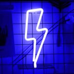 Lampe de table led fluo en forme de flash, alimente par batterie usb, luminaire dcoratif d'intrieur, ...