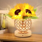 Lampe tactile en forme de tournesol, cadeau d'anniversaire pour femme, lampe de table sans fil, 3 couleurs ...