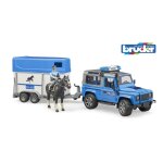 Land rover land rover defender police avec remorque cheval et policier