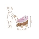 Landau - poussette pour poupe en osier naturel