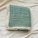 Langes en mousseline pour bébé, 6 couches, coton bio, dentelle, couverture pour, réception, serviettes ... Langes en mousseline pour bébé, 6 couches, coton bio, dentelle, couverture pour, réception, serviettes ...