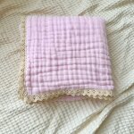 Langes en mousseline pour bébé, 6 couches, coton bio, dentelle, couverture pour, réception, serviettes ... Langes en mousseline pour bébé, 6 couches, coton bio, dentelle, couverture pour, réception, serviettes ...