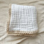 Langes en mousseline pour bébé, 6 couches, coton bio, dentelle, couverture pour, réception, serviettes ... Langes en mousseline pour bébé, 6 couches, coton bio, dentelle, couverture pour, réception, serviettes ...