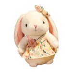 Lapin, adorable peluche douce pour filles, avec jupe fleurie (40 cm) jaune