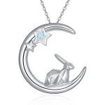 Lapin collier 925 argent nuage pendentif lune animal collier cadeau pour maman cadeau d'anniversai Lapin collier 925 argent nuage pendentif lune animal collier cadeau pour maman cadeau d'anniversai