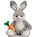 Lapin de paques en peluche, 61 cm, gris, doux et grand, avec carotte, id��al comme cadeau d'anniversaire ...