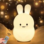 Lapin veilleuse enfant bb veilleuse lampe de chevet en silicone portable lumire multicolore avec tlcomman ...