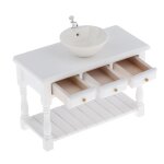 Lavabo blanc miniature 1:12 avec armoire, accessoires pour maison de poupée Lavabo blanc miniature 1:12 avec armoire, accessoires pour maison de poupée