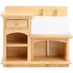 Lavabo en bois pour maison de poupe, 1:12 mini accessoires pour maison de poupe meubles miniatures ...