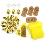 Lbgwp60 - lot de 25 porte - clés abeilles avec sachets a confettis jaunes et etiquettes cadeaux, cadeaux ... Lbgwp60 - lot de 25 porte - clés abeilles avec sachets a confettis jaunes et etiquettes cadeaux, cadeaux ...