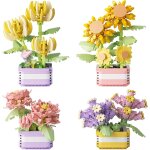 Lbgwp60 - 4 pieces bouquet de fleurs briques de construction, succulente fleure bouquet bloc de construire ...