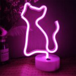 Led blanc chaud chat non signalisation lumineuse salle dcor neon lights signe avec pidestal night ...