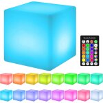Led cube veilleuse rechargeable carre lampe de chevet tlcommande lumires avec 16 couleurs et 4 modes ...
