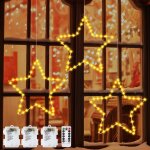 Led etoiles nol rideau lumineux[lot de 3], 40 led etoile lumineuse nol a piles avec tlcommande, 8 ...