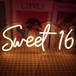 Led sweet 16 neon sign letters usb powered with dimmer switch neon lights for girls room home art wall ...
