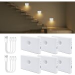 Led veilleuse avec d�tecteur de mouvement, 6 pcs d'�clairage d'escalier led marcheur rechargeable usb, ...