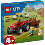 Lego city - tracteur agricole rouge avec remorque et moutons - 60461