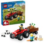 Lego city - tracteur agricole rouge avec remorque et moutons - 60461