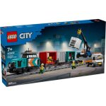 Lego city - le train de marchandises du port avec grue et camion - 60509