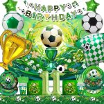 Letnerny - 101 pices kit anniversaire football 11 ans, 2025 nouveau deco anniversaire garcon vert, 11 ...