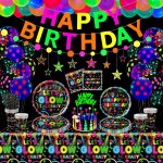 Letnerny - lot de 162 pices de vaisselle de fte lumineuses - accessoires lumineux - dcoration d'anniversair ...