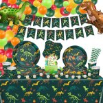 Letnerny - lot de 171 décorations d'anniversaire dinosaures ¿ assiettes, serviettes, tasses, ballons, ... Letnerny - lot de 171 décorations d'anniversaire dinosaures ¿ assiettes, serviettes, tasses, ballons, ...