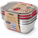 Letnerny - lot de 3 botes repas hermtiques - inox compatible micro - onde, lave - vaisselle, four et ...