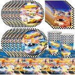 Letnerny - 51pcs cars vaisselle anniversaire, dcoration de fte d'anniversaire pour enfants, voiture ...