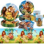 Letnerny - lot de 52 dcorations d'anniversaire lion - king - assiettes en carton - assiettes en carton ...