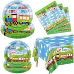 Letnerny - lot de 61 décorations de 2e anniversaire en forme de train comprenant assiettes en papier, ... Letnerny - lot de 61 décorations de 2e anniversaire en forme de train comprenant assiettes en papier, ...