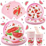 Letnerny - lot de 80 pi�ces de vaisselle de f�te past�que - d�coration d'anniversaire d'enfant - assiettes ...