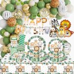 Letnerny - decoration anniversaire animaux de la jungle, vaisselle jetable anniversaire jungle vert, ...