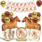 Letnerny - dcoration d'anniversaire chevaux 77 pices, chevaux ensemble de vaisselle de fte, cheval ...