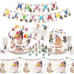 Letnerny - ensemble de dcorations pour fte d'anniversaire de chat - vaisselle pour chaton - joyeux ...