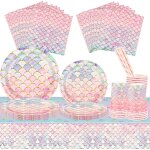 Letnerny - ensemble de vaisselle de fte sirne pour 16 invits, dcoration d'anniversaire pour enfants, ...