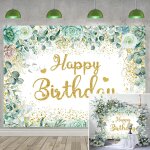 Letnerny - fond de fte d'anniversaire vert sauge jardin vert or paillettes anniversaire photographie ...