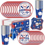 Letnerny - mx037 lot d'accessoires de f�te sur le th�me du baseball, pour 20 invit�s, d�corations d'anniversai ...
