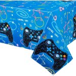 Letnerny - nappe de jeu vid�o - 2 pcs d�corations de f�te de jeu bleues nappe rectangulaire game on level ...