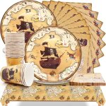 Letnerny - pirate dcoration anniversaire, 61 pices vaisselle pirate fte d'anniversaire fournitures ...