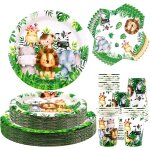 Letnerny - service de table d'anniversaire safari jungle ¿ dcorations de 1er anniversaire animal sauvage ...